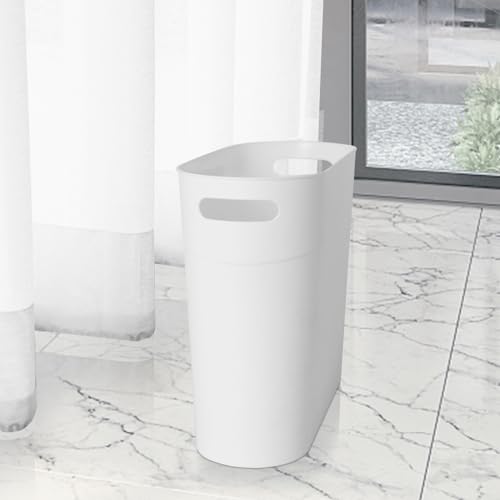 2 Pack 3.2 Gallon Plastic Trash Cans for Bathroom, Small Waste Bins with Handles, Compact Garbage Containers for Narrow Spaces, Recycle Wastebaskets for Office, Kitchen, Bedroom, Living Room (white) - color: white