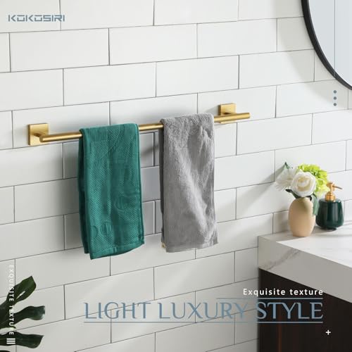 KOKOSIRI Bathroom Towel Bar Bath Towel Holders for Toilet Kitchen Cabinet Wall Mount 24 Inch Brushed Gold Stainless Steel B4005BG-L24 - color: Brushed Gold, size: 24-Inch