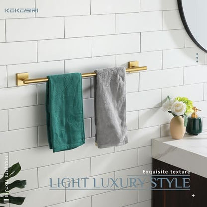 KOKOSIRI Bathroom Towel Bar Bath Towel Holders for Toilet Kitchen Cabinet Wall Mount 24 Inch Brushed Gold Stainless Steel B4005BG-L24 - color: Brushed Gold, size: 24-Inch