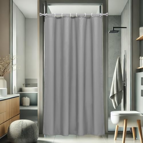 AooHome Fabric 48x72 Inch Small Shower Curtain, Stall Size Bathroom Curtain for Hotel, Water Repellent, Light Grey, 48 Width x 72 Height Inch - color: Light Grey, size: 48"W x 72"L (Pack of 1)