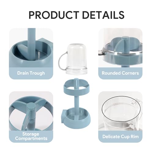 Toothbrush Stand with Cover/Cup, 3 Slots Toothbrush Holders for Bathrooms, Compatible with Toothpaste Conventional Toothbrushes Electric Toothbrushes Blue - color: Blue