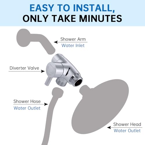 G-Promise Solid Metal 3-Way Shower Diverter Valve (Chrome) | Smooth Knob Switch, Spray Separately or Both, Anti-Leak, Easy to Install, Standard Connections, Universal Replacement Part - color: Chrome
