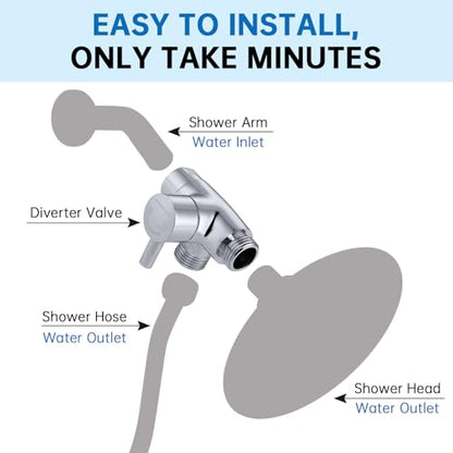 G-Promise Solid Metal 3-Way Shower Diverter Valve (Chrome) | Smooth Knob Switch, Spray Separately or Both, Anti-Leak, Easy to Install, Standard Connections, Universal Replacement Part - color: Chrome