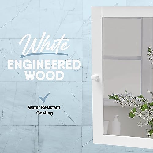 Mirrored Wall Mounted Bathroom Cabinet with Shelves, Stay Closed Magnetized Door, Compact Sylish and Functional Design, Durable and Easy to Assemble, White - style: Mirrored Wall Mounted Bathroom Cabinet