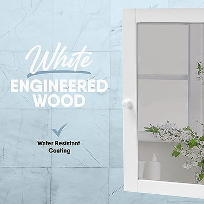 Mirrored Wall Mounted Bathroom Cabinet with Shelves, Stay Closed Magnetized Door, Compact Sylish and Functional Design, Durable and Easy to Assemble, White - style: Mirrored Wall Mounted Bathroom Cabinet