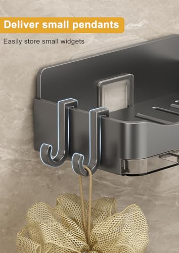 2 Pack Shower Soap Holder, Wall Mounted Soap Box Container, Bar Soap Holder with Drain for Shower, Bathroom, Kitchen(Gray) - color: Gray
