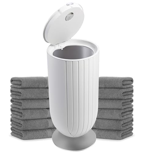 Large 27L Bathroom Towel Warmer Dryer – 5-Min Rapid Heat, 4 Modes, Auto Flip-Top, Aromatherapy, Night Light & ETL Certified for Towels, Blankets & Clothes. (White) - color: White (Flip Top)