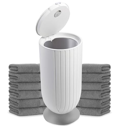 Large 27L Bathroom Towel Warmer Dryer – 5-Min Rapid Heat, 4 Modes, Auto Flip-Top, Aromatherapy, Night Light & ETL Certified for Towels, Blankets & Clothes. (White) - color: White (Flip Top)