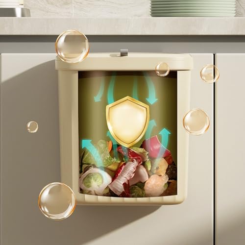 8.5L Wall Mounted Kitchen Trash Can Large Capacity Kitchen Garbage Cans with Lid Hanging Trash Bin for Bathroom Decor