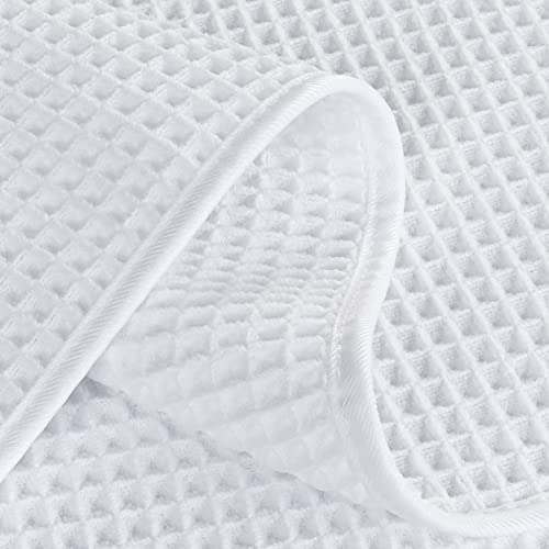 POLYTE 430 GSM Poly Blend Microfiber Quick Dry Waffle Hand Towel, 16x30 in | 4 Pack, Oversize, Lint Free, Quick Dry, Hanging Loop - color: White