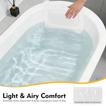 Bath Pillow for Tub, Full Body Bathtub Mat with Pillow, Portable Breathable Foaming Bathtub Cushion, Neck and Back Support, Relaxing Spa Bath Pillow and Mat