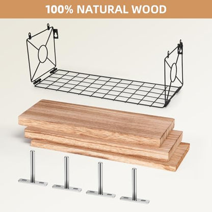 Bathroom Shelves - Shelves Over Toilet with Storage Basket, for Home Décor and Storage, Paulownia Wood, Baked Finish, Waterproof, Bathroom/Kitchen/Living Room