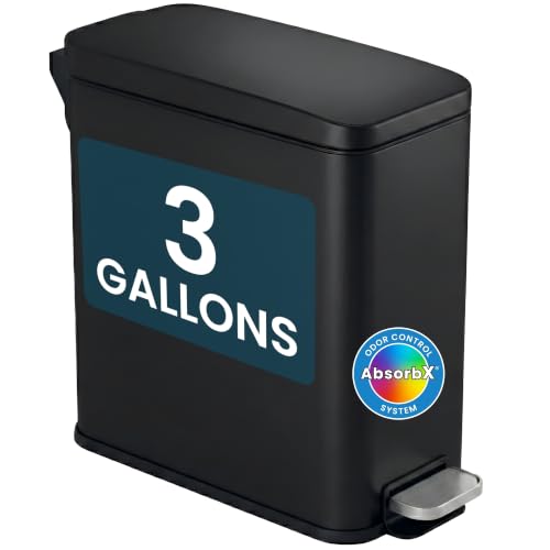 iTouchless 3 Gal Nursery Waste Bin | Step Pedal Diaper Trash Can | Black | Foot-Operated Lid Opens Instantly | Whisper-Quiet AirNova Damper | Removable Liner Bucket | Matte Coating Resists Prints - color: Matte Black