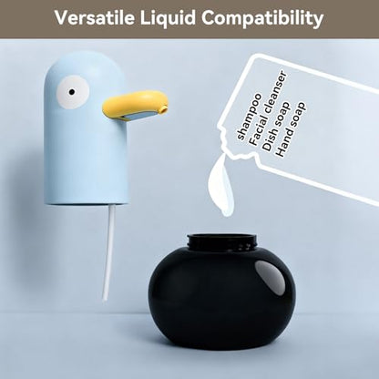 Cute Duck Automatic Foam Soap Dispenser, USB Rechargeable Touchless Hand Soap Dispenser Hand- Free Shampoo Dispensers for Bathroom, Kitchen Countertop, Preschool, 13.5oz