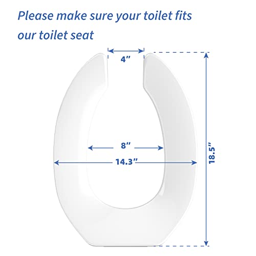 Commercial Heavy Duty Open Front Toilet Seat Without Cover, Thickened Material, Never Loosen, ELONGATED, White (18.5”), 1-Pack - size: Elongated-1-Pack