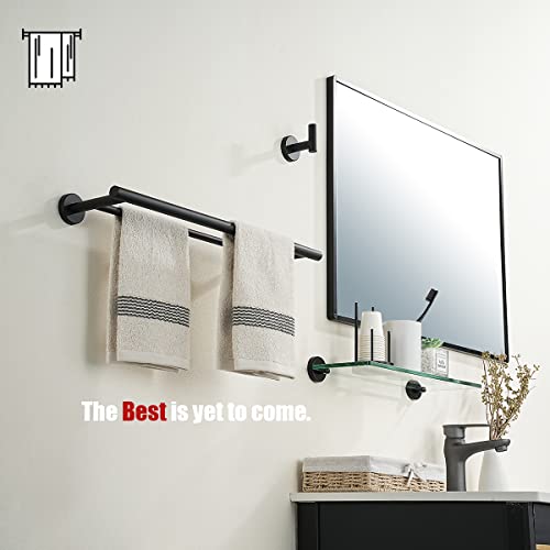 JQK Black Double Towel Bar, 19 Inch 304 Stainless Steel Thicken 0.8mm Towel Rack Bathroom, Towel Holder Matte Black Wall Mount, Useable Length 16 Inch, TB100L16-PB - color: Matte Black, size: 19 Inch