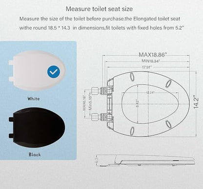 Elongated Toilet Seat Adult/Child,Built-In Potty Training Seat, Soft Quiet Close Non-Slip Seat, Easy to Install & Clean,Magnetic Kids Seat and Cover for Elongated Oval Toilets,White - color: White, size: Elongated 18.5inch with Baby Seat