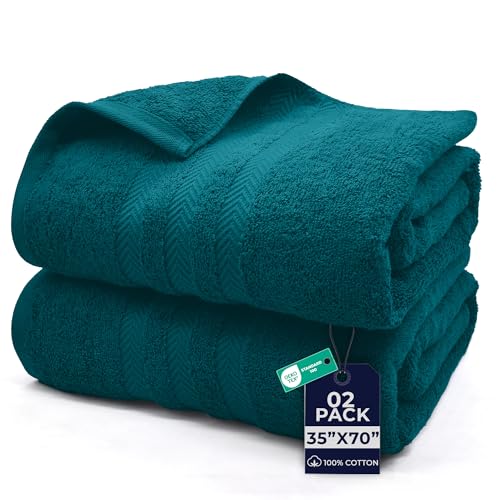 DAN River 2 Pack Bath Sheets Extra Large 35x70, Large Bath Towels for Adults, XL Oversized Heavy Duty Towel Set, 600 GSM 100% Ring Spun Cotton, Soft Quick Dry, Teal - color: Teal, size: Bath Sheet 35x70" (PK 2)
