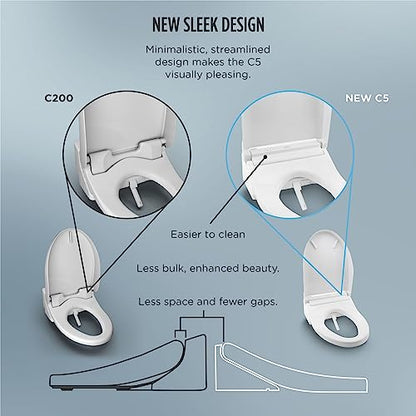 TOTO® WASHLET® C5 Electronic Bidet Toilet Seat with PREMIST and EWATER+ Wand Cleaning, Round, Cotton White - SW3083#01 - size: C5Round