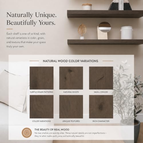 Floating Wall Shelves, Solid Natural Wood, Large and Small-Kitchen and Bathroom Shelf, Heavy Duty, Made in USA Set of 2 (Aged Barrel, 48Wx8D) - color: Aged Barrel, size: 48Wx8D