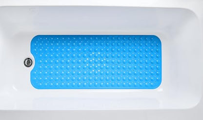 Extra-Long Non-Slip Bathtub & Shower Mat 39”x16” (Smooth/Non-Textured Tubs Only) Safe, Clean, Machine-Washable, Superior Grip&Drainage, Vinyl, Opaque Light Blue - color: Opaque Light Blue, size: 39" x 16" (Rectangular)