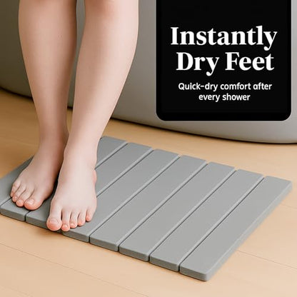 Foldable Stone Bath Mat for Bathroom, Diatomaceous Earth, 24" x 16", 1 Pack | Absorbs Water in Seconds, Easy & Compact Storage, For Bathrooms, Kitchens, Pet Areas, Includes Safety Mat & Sanding Tool - style: Roll-up/Foldable