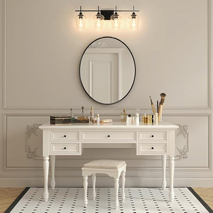 VONLUCE Bathroom Vanity Light, 4 Light Bathroom Light Fixture Over Mirror, Bathroom Wall Lamp with Clear Glass, Modern Black Vanity Lighting fixtures for Bathroom, Bedroom, Hallway | Wine Glass Shades, E26 Sockets, Easy to install, Vanity Lights for Bathr