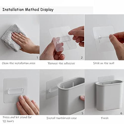 2 Packs Toothbrush Holders Wall Mounted, Self Adhesive Tooth Brush Holder for Bathroom Electric Toothbrush Toothpaste Razor Bathroom Accessories(Grey - color: Grey