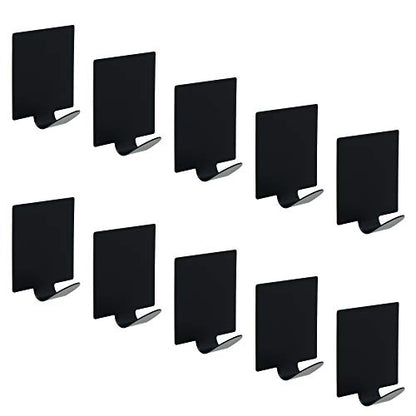 Alise 10 Pcs Self Adhesive Coat Hook Single Towel Clothes Hooks,Black | Key Hooks Utility Hooks for bathroom kitchen Wardrobe Window Glass Door Garage