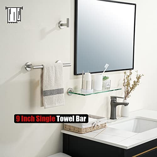 JQK Hand Towel Bar, 12 Inch 304 Stainless Steel Thicken 0.8mm Towel Rack, Bathroom Towel Holder Brushed Finished Wall Mount, Useable Length 9 Inch TB110L9-BN - color: Brushed, size: 12 Inch