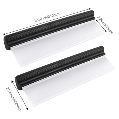 2pack 12inch Car Drying Squeegee Water Blade Universal Quick Drying Squeegee Wiper Flexible T-Bar Water Blade Silicone Squeegee for Car,Glass,Windshield,Bathroom Black Handle - color: Black
