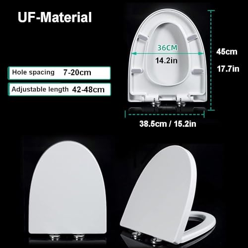 Quick Release Toilet Seat V with Cover - Easy Clean Oval Toilet Seat with Adjustable Hinges and Soft Close Lid (Model 01c) - size: 01a