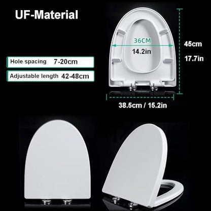 Quick Release Toilet Seat V with Cover - Easy Clean Oval Toilet Seat with Adjustable Hinges and Soft Close Lid (Model 01c) - size: 01a