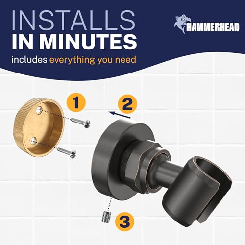 HammerHead Showers Solid Metal Handheld Showerhead Holder Wall Mount, Adjustable Screw-Mounted Pivot Ball, Shower Hose Holder, Fits Most Handheld Showerheads, Oil Rubbed Bronze - style: Oil Rubbed Bronze