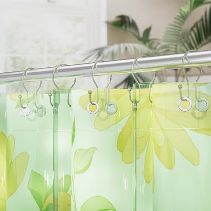 AmazerBath Shower Curtain Hooks Sage Green Shower Curtain Rings, Simple Double Hook Shower Curtain Hooks Rust Proof, Smooth Sturdy Metal Shower Hooks for Shower Curtain Rod, 12 Pcs Shower Rod Hooks - color: Sage Green, style: Minimalist - Double Shower Ho