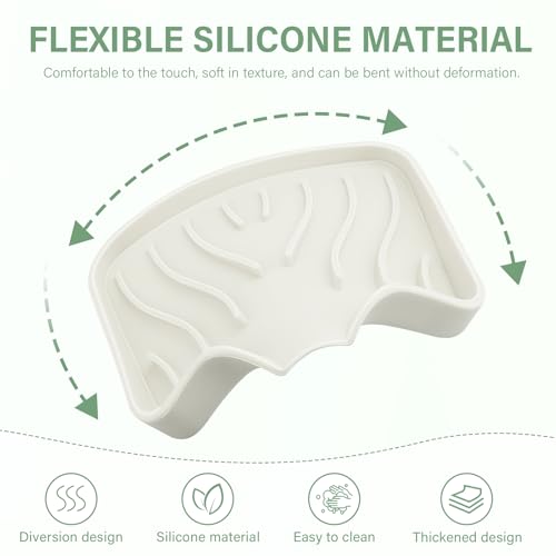 2PCS Self Draining Soap Holder,Spofit Silicone Soap Dish, Suitable for for Kitchen, Bathroom, Shower, Bath Tub,Soap Container (Beige) - color: Beige