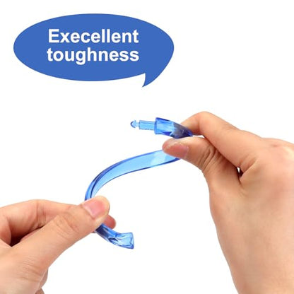 Blue Shower Curtain Hooks - 12 Pcs Circular Plastic Shower Curtain Rings for Bathroom - O Shaped Transparent Blue Shower Hooks Rings for Shower Curtain Rod - color: Transparent Blue