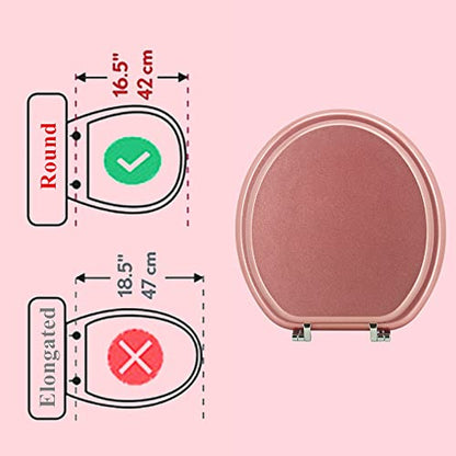 Round Toilet Seat Wood Toilet Seat Prevent Shifting with Zinc Alloy Hinges American Standard Size Toilet Seat Easy to Install also Easy to Clean （Round,Sparkling Queen Red) - color: Queen Red, size: Round
