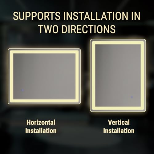 LED Bathroom Mirror Rectangle 24x32 Luxury Warm Light Vanity Premium Dimmable Touch Button Modern Decorative Shatter-Proof Wall Mount - size: 24"L x 32"W
