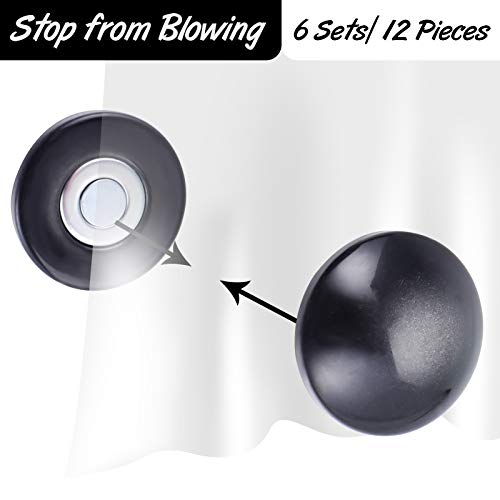 Jetec 12 Pcs/6 Sets Magnetic Curtain Weights No Sew Shower Curtain Magnets Black Plastic Shower Curtains Liner Clips for Light Curtains Tablecloth Liner - color: Black