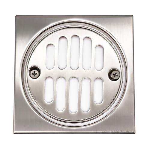 Westbrass R313-07 4-1/4" Brass Shower Tile Square with 3-1/2" OD Round Strainer Grid Drain Cover, Satin Nickel - color: Satin Nickel, size: 1-Pack