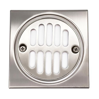 Westbrass R313-07 4-1/4" Brass Shower Tile Square with 3-1/2" OD Round Strainer Grid Drain Cover, Satin Nickel - color: Satin Nickel, size: 1-Pack