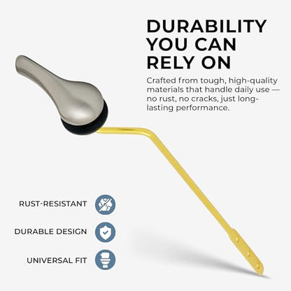 Qualihome Brushed Nickel Finish Side Mount Toilet Handle Replacement Kit, Universal Toilet Tank Flush Lever Fits Most Standard Side-Mount Toilet Tanks - color: Brushed Nickel