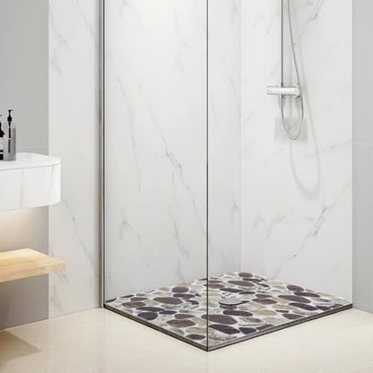 Hombys Non Slip Shower Mat 27x27 in, Shower Floor Mats with Drain Hole, Secure PVC Loofah Mat, Boho Coffee Pebble - color: Coffee Pebble, size: 27" x 27" (Rectangular)