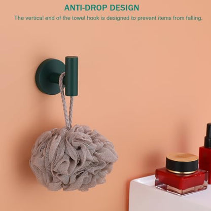 Towel Hooks for Bathrooms,Dark Green Wall Mount Hooks SUS 304 Stainless Steel Coat Hook Robe Hook Towel Hook 2 Count for Kitchen,Bedroom (Drilling),SE96006-8DKG - color: Dark Green