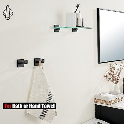JQK Bathroom Towel Hook Black, Coat Robe Clothes Bath Wall Hooks for Kitchen Garage SUS 304 Stainless Steel Thick 0.8mm, 2 Pack Matte Black, TH250-PB-P2 - color: Matte Black