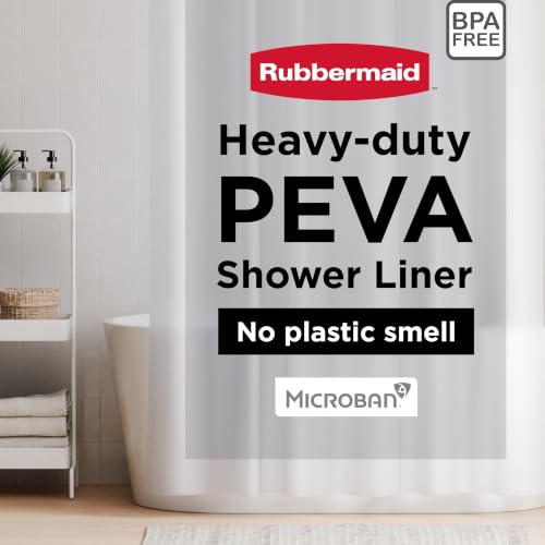 Rubbermaid Frosty Shower Curtain Liner, Waterproof Heavyweight 8g PEVA Shower Liner for Bathroom, with Weighted Magnets and Rustproof Charcoal Gray Grommets, 70x72, Standard Size, Frosty - color: Frosty, size: 70"W x 72"L (Pack of 1), style: Without Stora
