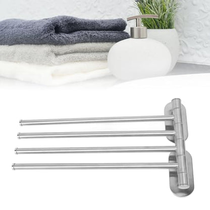 Swivel Towel Rack,Bath Towel Holder Swing Out 304 Stainless Steel 2 Or 4 Bar Folding Arm Bathroom Handtowel Rack Hanger for Kitchen (4 Arm) - color: 4 Arm