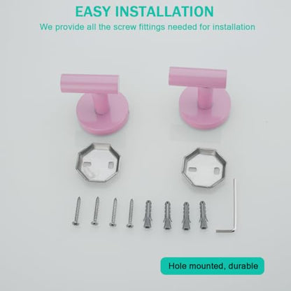 Towel Hooks for Bathrooms,Pink Wall Mount Hooks SUS 304 Stainless Steel Coat Hook Robe Hook Towel Hook 2 Count for Kitchen,Bedroom (Drilling),96006-8PK - color: Pink