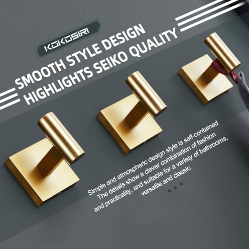 KOKOSIRI Robe Hooks Bathroom Towel Coat Hook for Bath Kitchen Wall 3 Pack Brushed Gold Stainless Steel B1013BG-P3 - color: Brushed Gold, size: 3 Pack